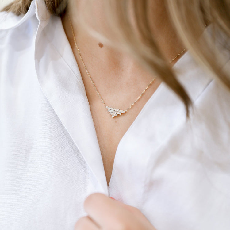 14ky .56ctw Diamond Pyramid Necklace