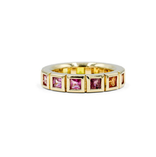 14ky Ombre Sapphire Princess-Cut Bezel Band