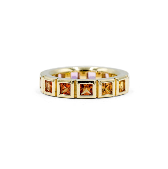14ky Ombre Sapphire Princess-Cut Bezel Band
