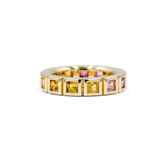 14ky Ombre Sapphire Princess-Cut Bezel Band
