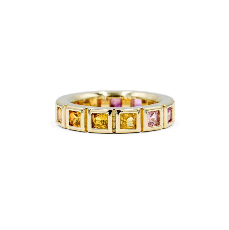 14ky Ombre Sapphire Princess-Cut Bezel Band