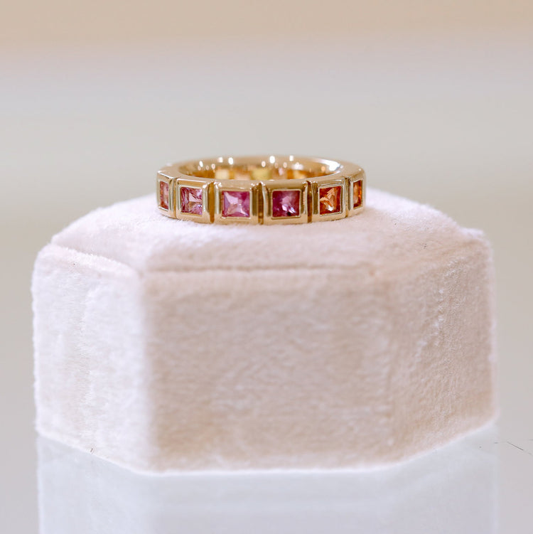 14ky Ombre Sapphire Princess-Cut Bezel Band
