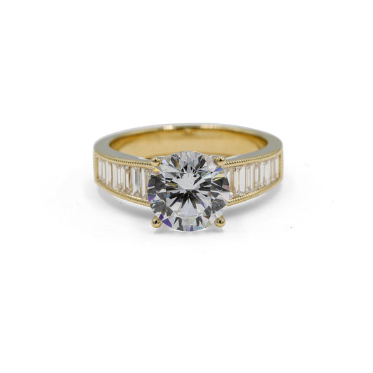 14ky .69ctw Round & Graduated Baguette Diamond Ring