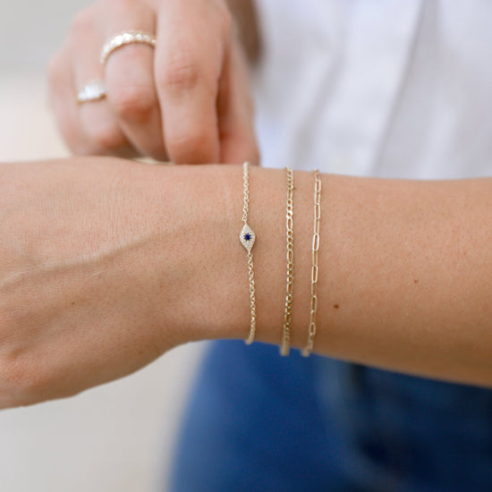 14kw Sapphire & Diamond Evil Eye Bracelet