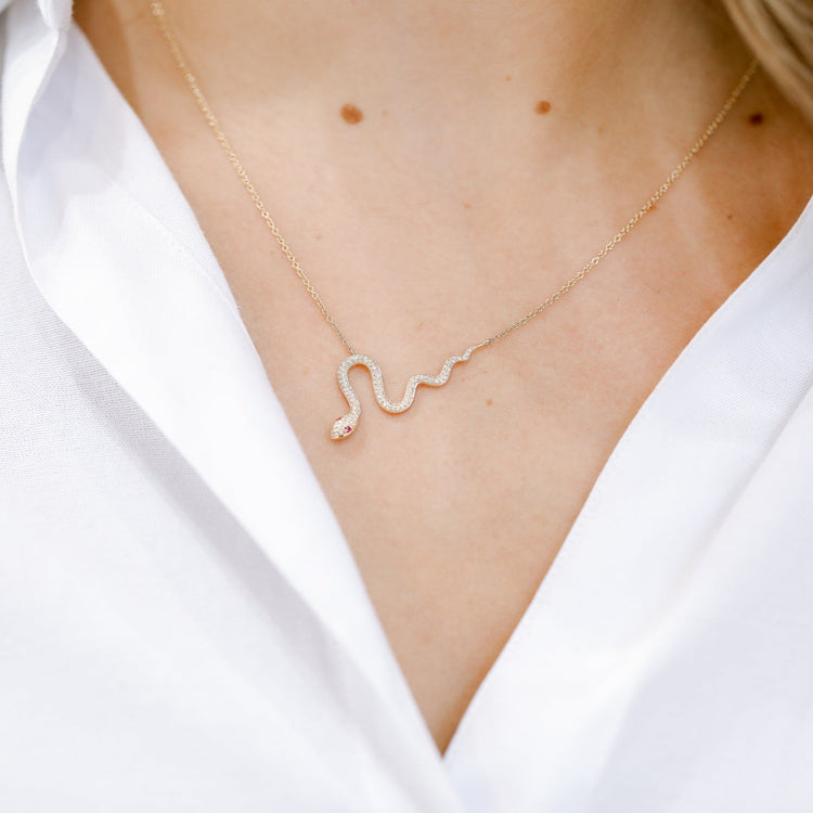 14ky Diamond Snake Necklace