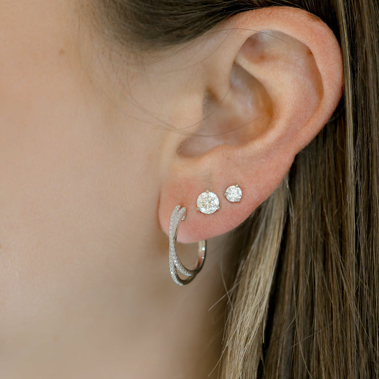 14kw .21ctw Double Crossover Diamond Hoops