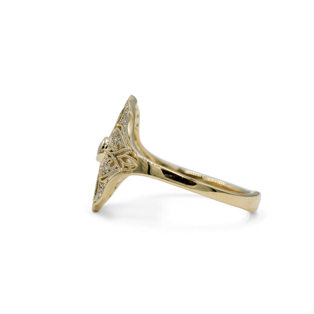 14ky .29ctw Floral Art Deco Inspired Diamond Ring