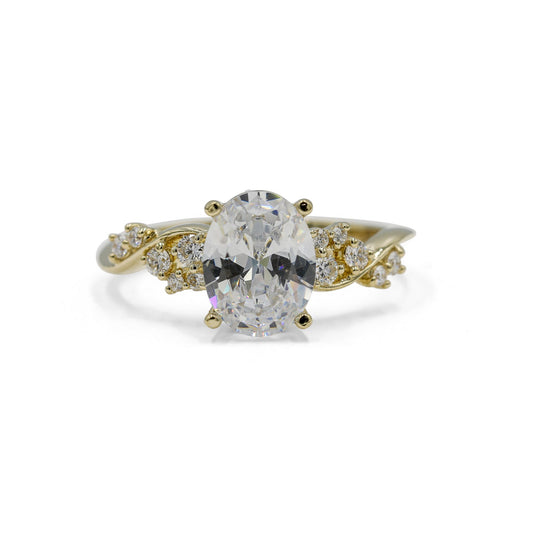 14ky .21ctw Oval-Cut Constellation Diamond Solitaire Ring