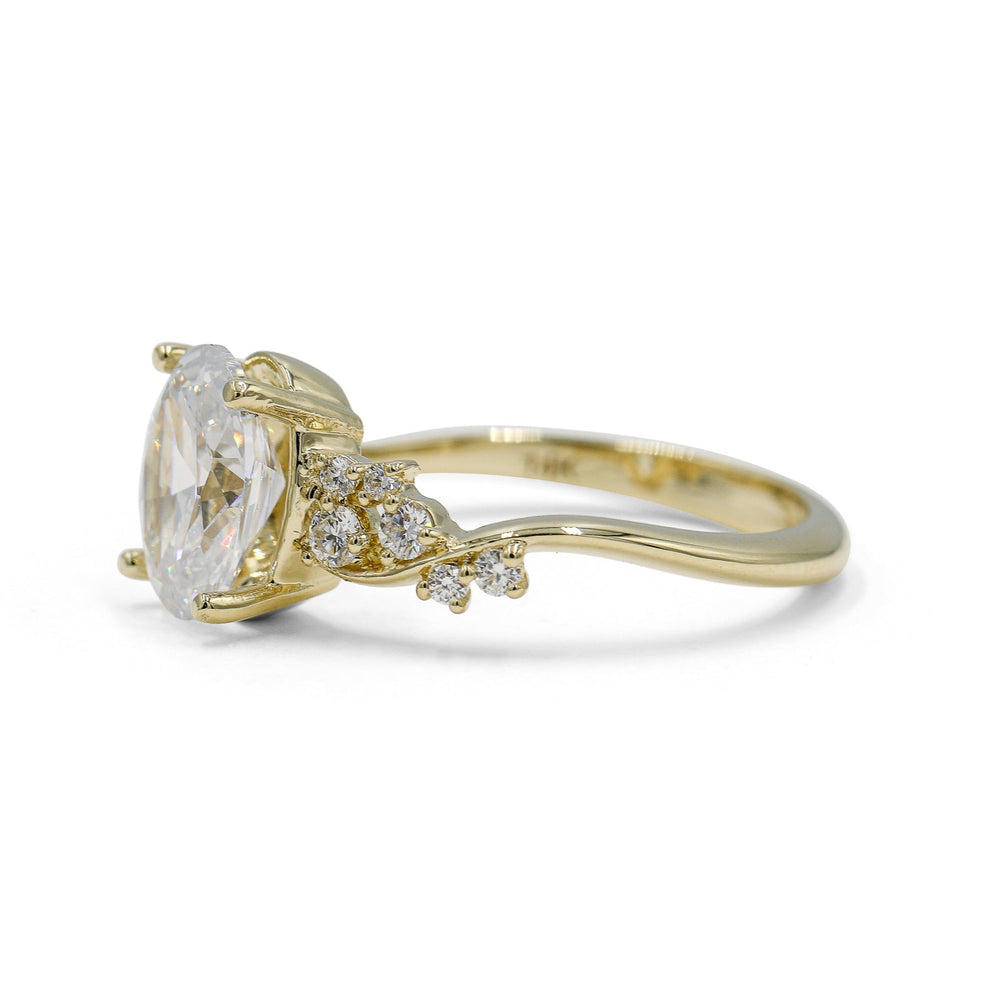 14ky .21ctw Oval-Cut Constellation Diamond Solitaire Ring
