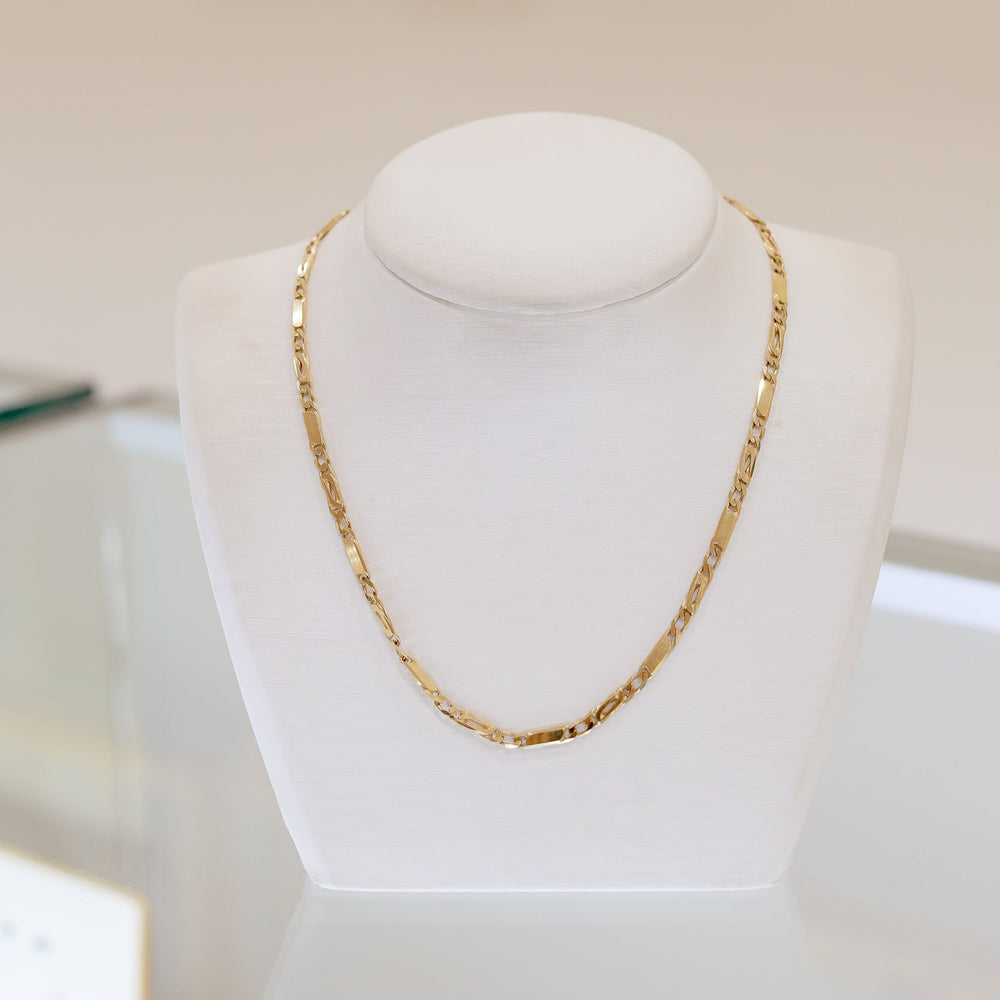 14ky Vintage Alternating Criss Cross and Solid Link Chain