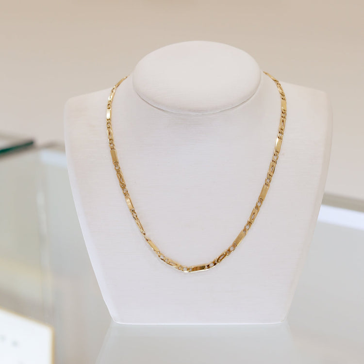 14ky Vintage Alternating Criss Cross and Solid Link Chain