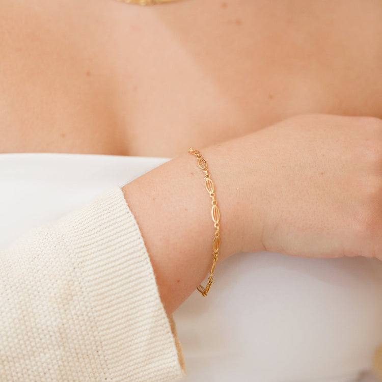 14ky Vintage Open Balloon Link Chain Bracelet