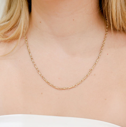 14ky Round and Bow Alternating Link Chain