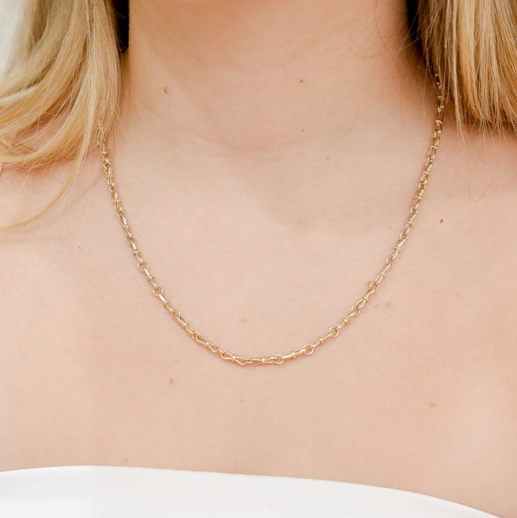 14ky Round and Bow Alternating Link Chain