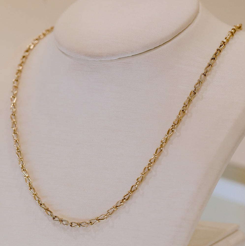 14ky Round and Bow Alternating Link Chain