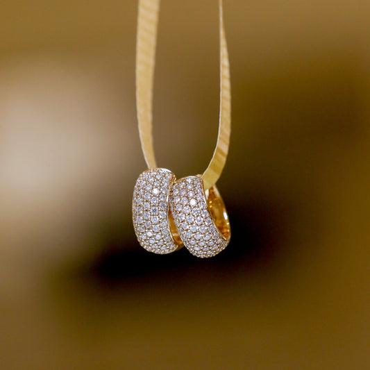 14ky .50ctw 12mm Micro Pave Huggie Earrings