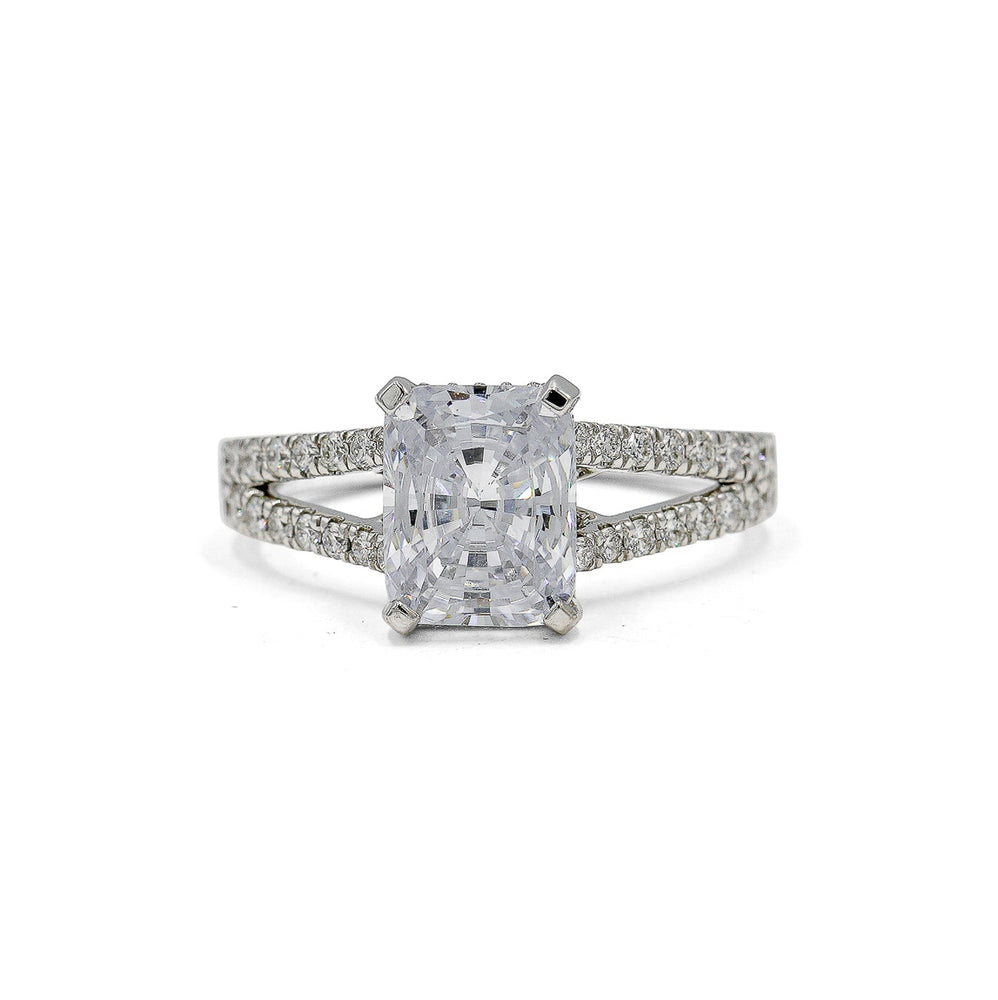 14kw .45ctw Radiant Hidden Halo Split-Shank Diamond Ring