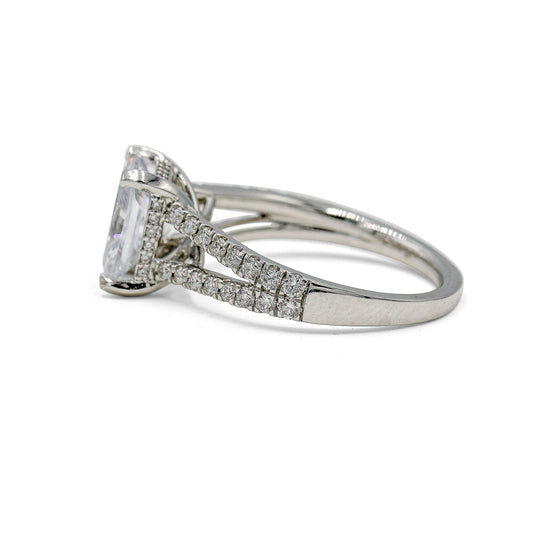 14kw .45ctw Radiant Hidden Halo Split-Shank Diamond Ring