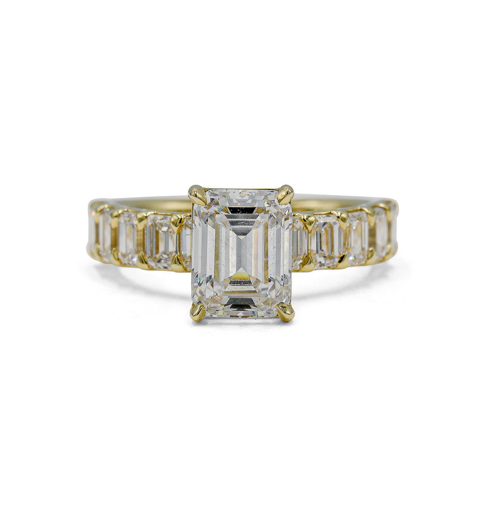 14ky 1.12ctw Lab Emerald-Cut Prong Set Solitaire Band