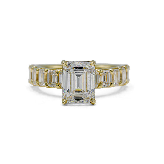 14ky 1.12ctw Lab Emerald-Cut Prong Set Solitaire Band