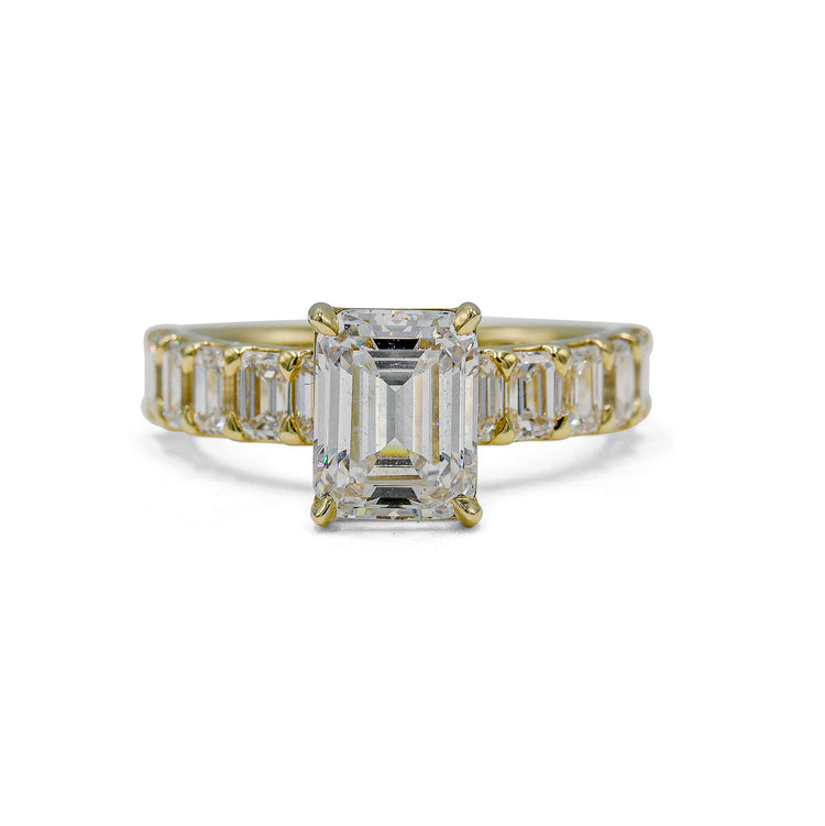 14ky 1.12ctw Lab Emerald-Cut Prong Set Solitaire Band