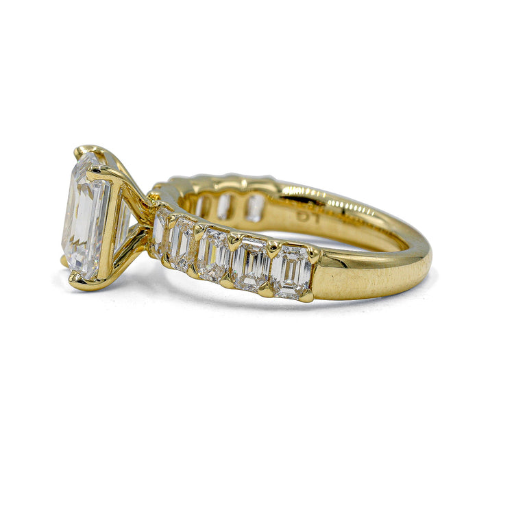 14ky 1.12ctw Lab Emerald-Cut Prong Set Solitaire Band