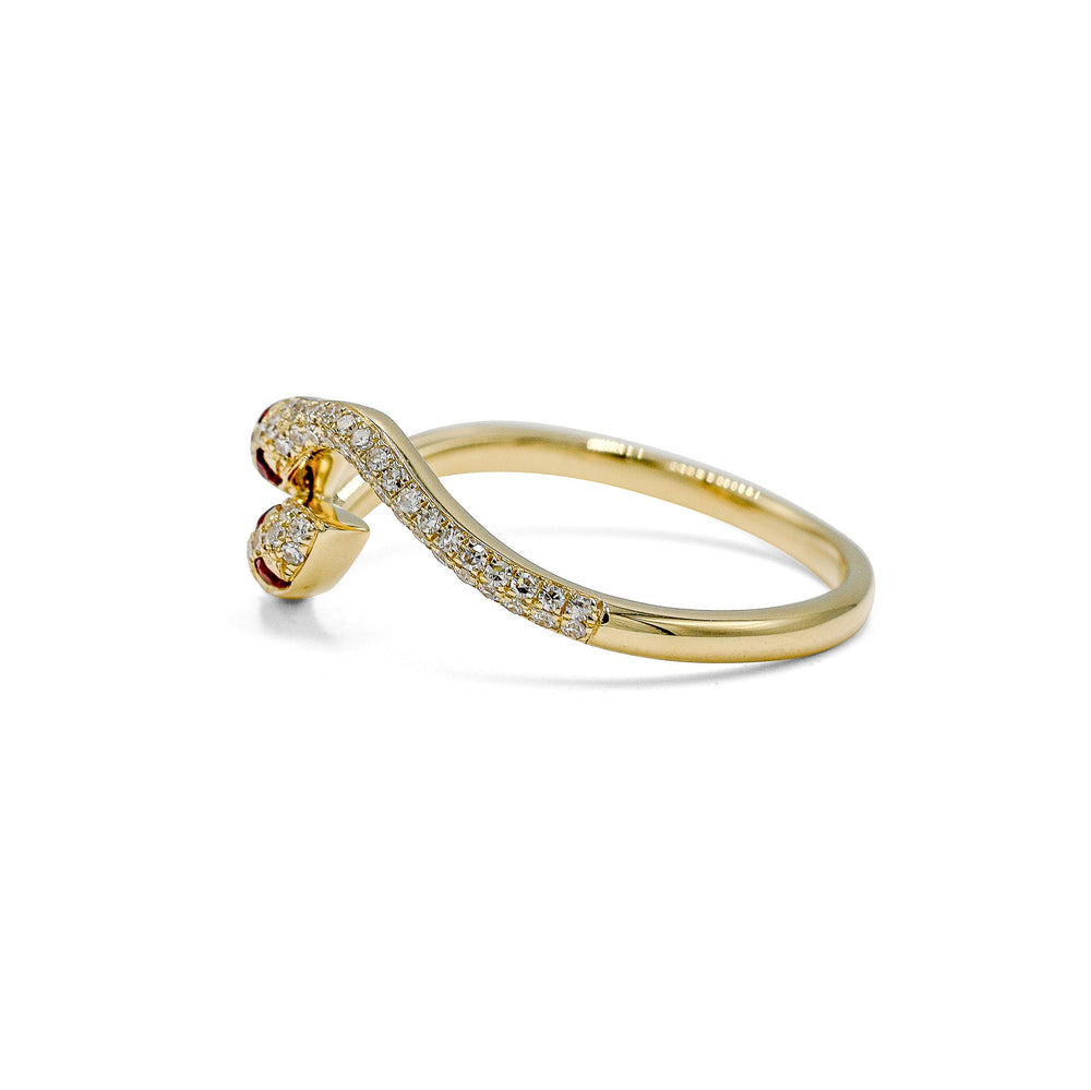 14ky Pave Double Snake Bypass Diamond Ring