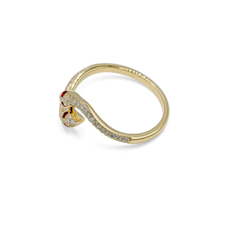 14ky Pave Double Snake Bypass Diamond Ring