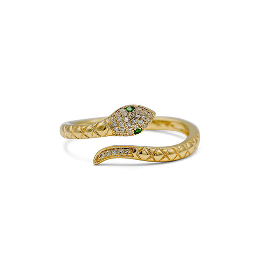 14ky Snake Wrap Diamond & Tsavorite Ring