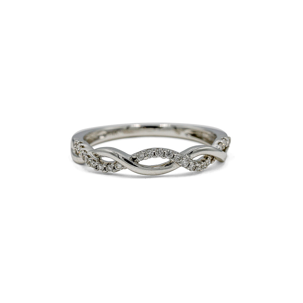 14kw .13ctw Open Pave Twist Diamond Band