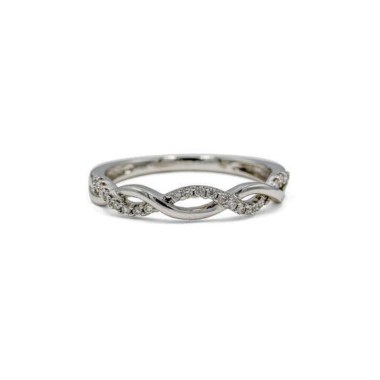 14kw .13ctw Open Pave Twist Diamond Band