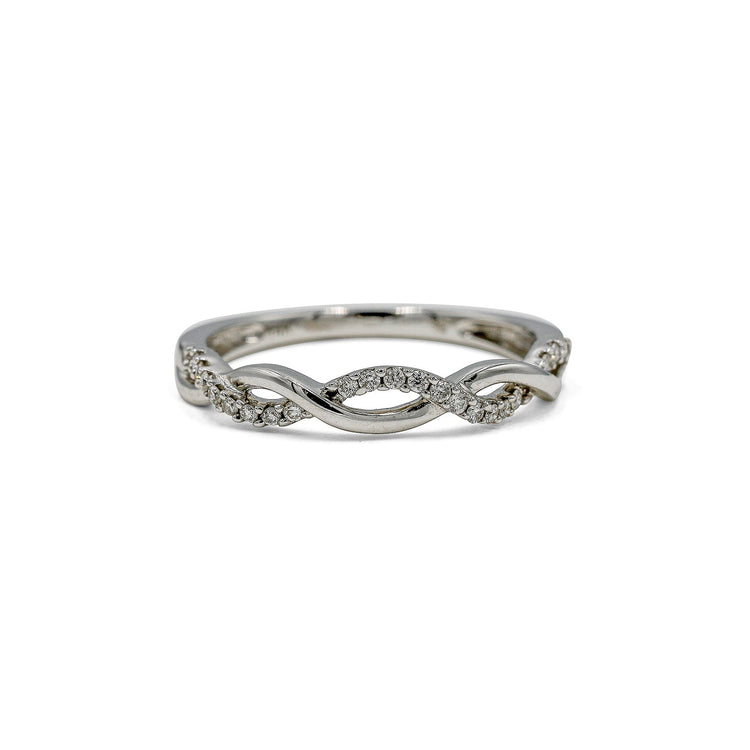 14kw .13ctw Open Pave Twist Diamond Band