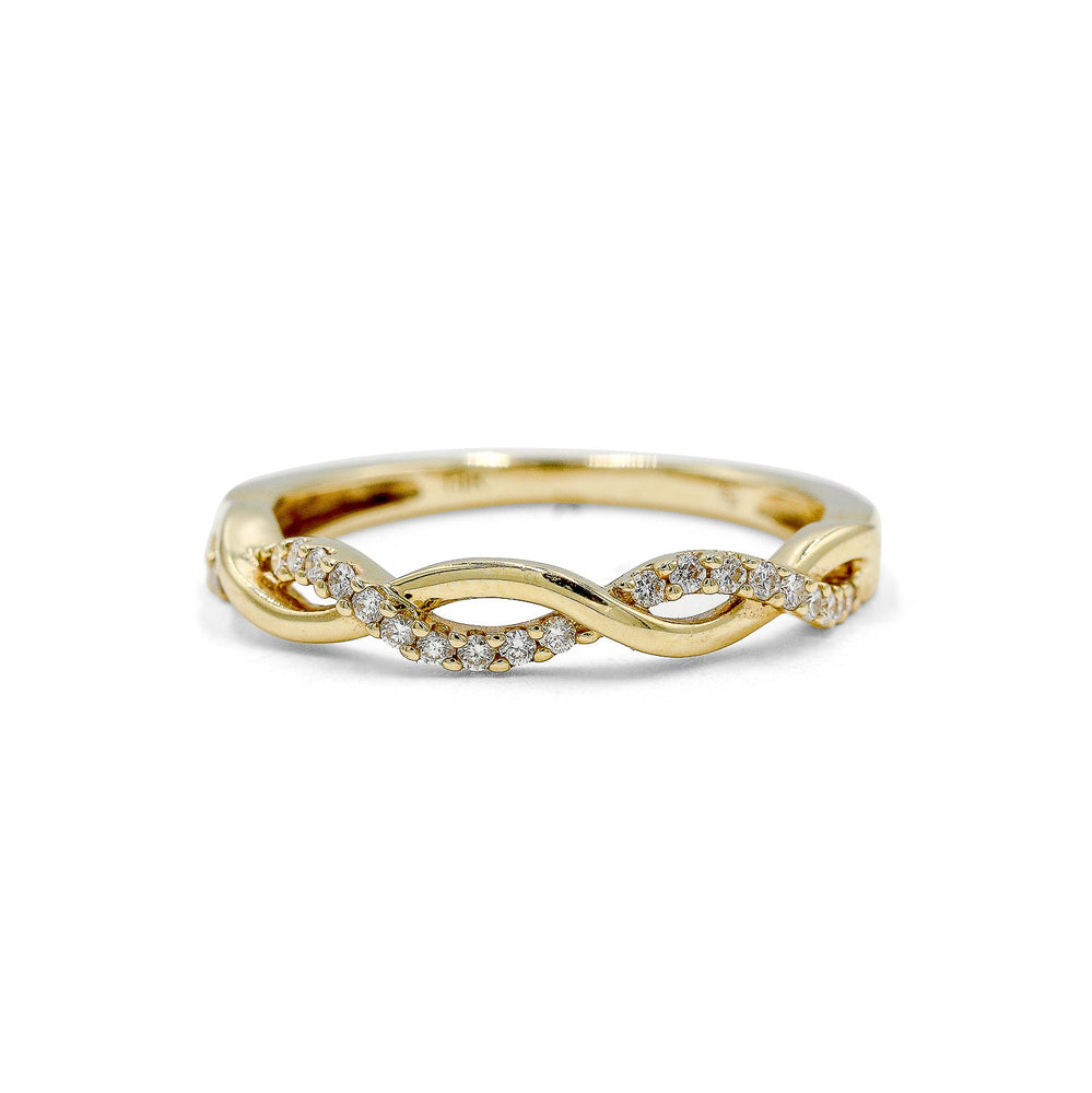 14ky .13ctw Open Single Diamond Twist Band