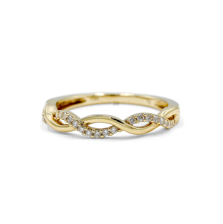 14ky .13ctw Open Single Diamond Twist Band