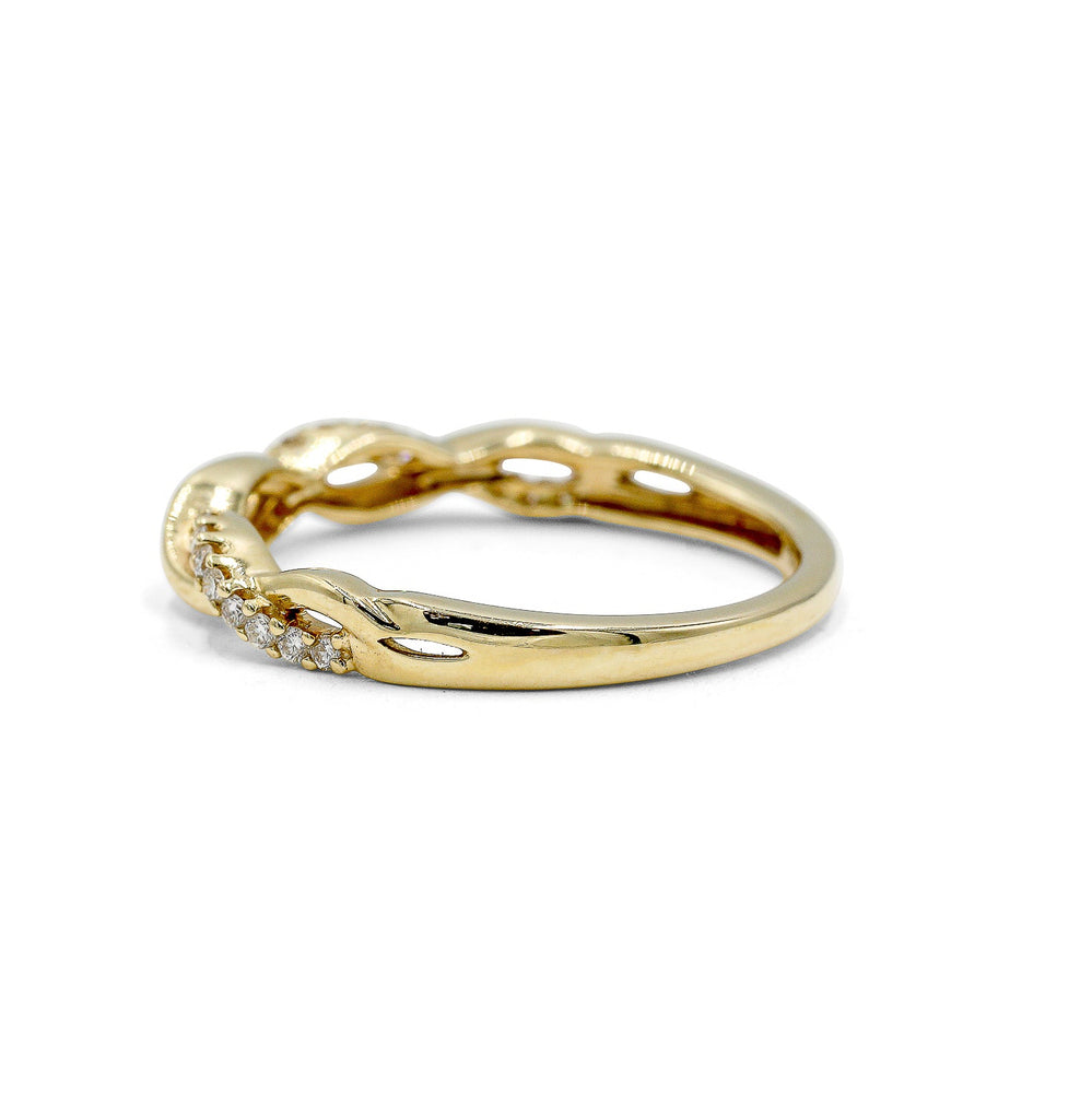 14ky .13ctw Open Single Diamond Twist Band