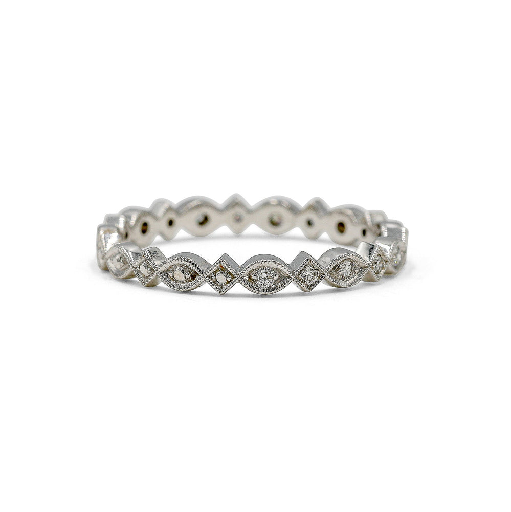 14kw .10ctw Marquise & Square Alternating Milgrain Band