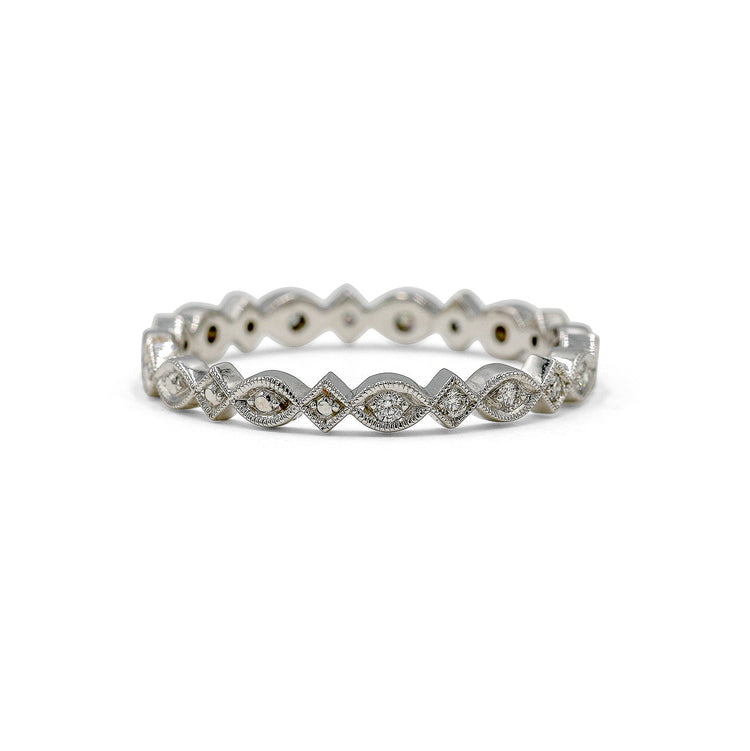 14kw .10ctw Marquise & Square Alternating Milgrain Band