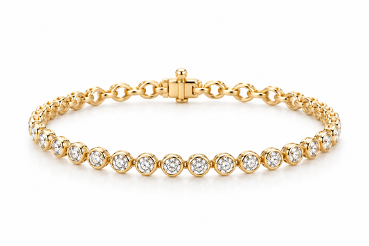 14ky 4.62ctw Lab Bezel Set Diamond Tennis Bracelet