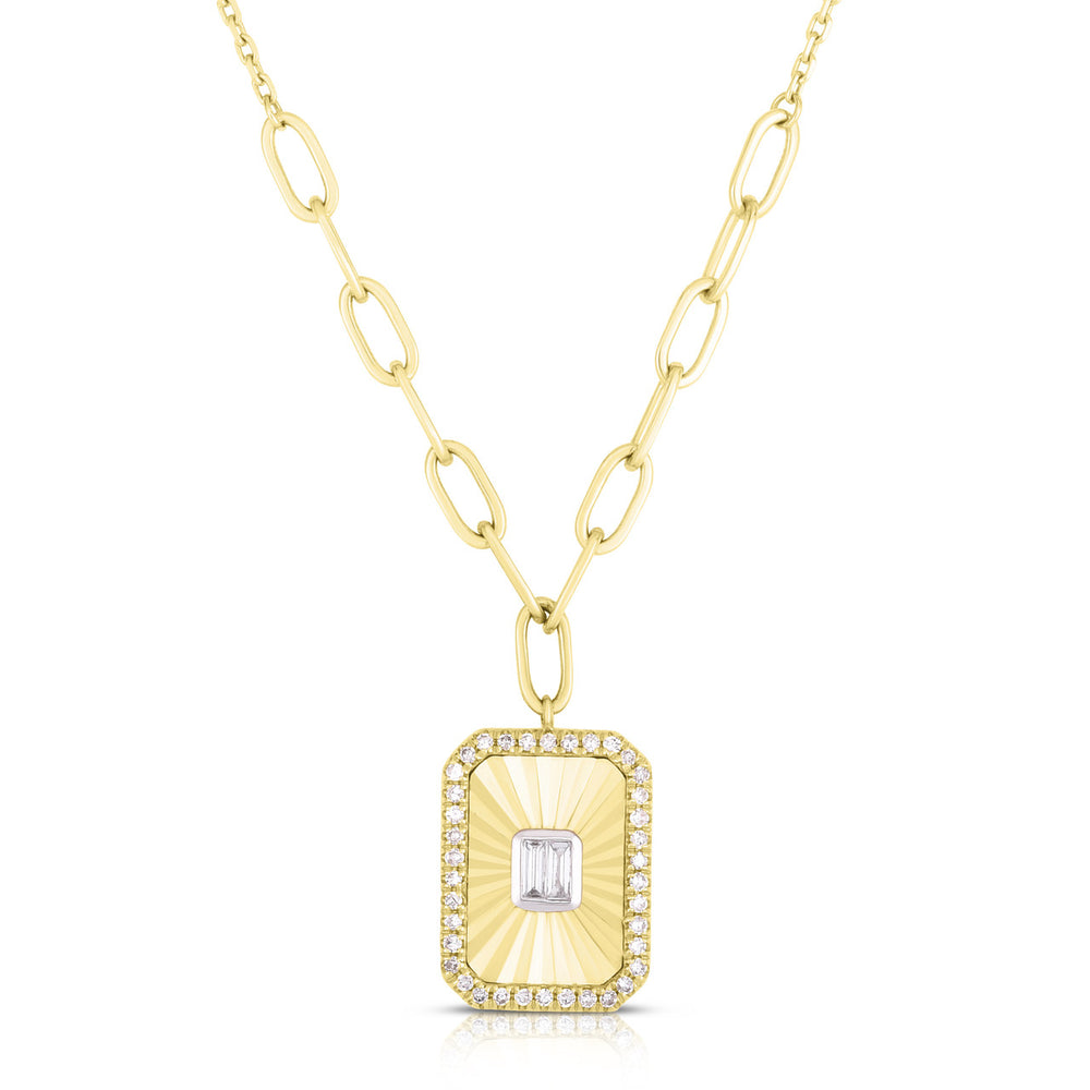 Fluted Baguette and Pave Diamond Pendant