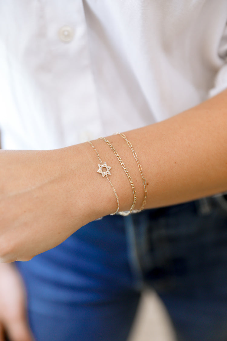14kw .11ctw Star of David Diamond Bracelet