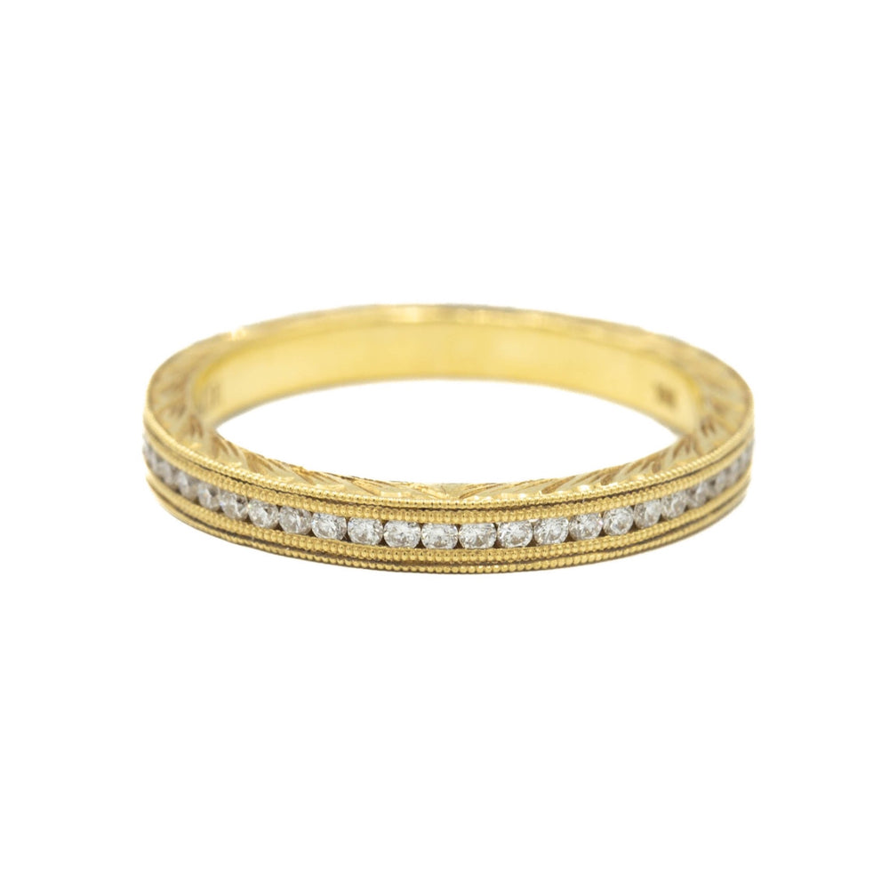 14ky Diamond Channel-Set Wedding Band