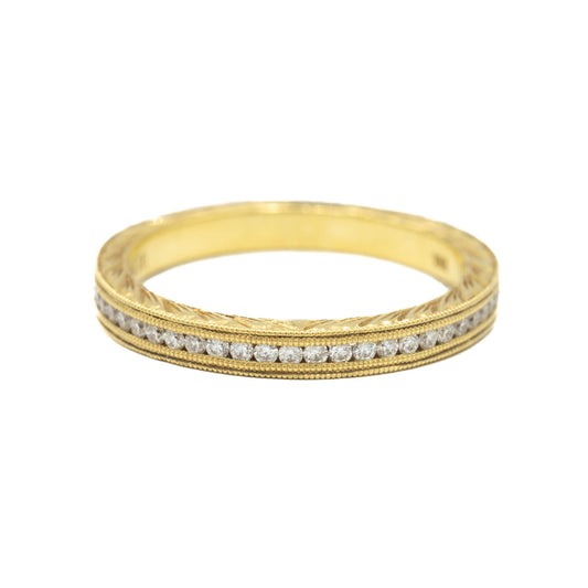 14ky Diamond Channel-Set Wedding Band