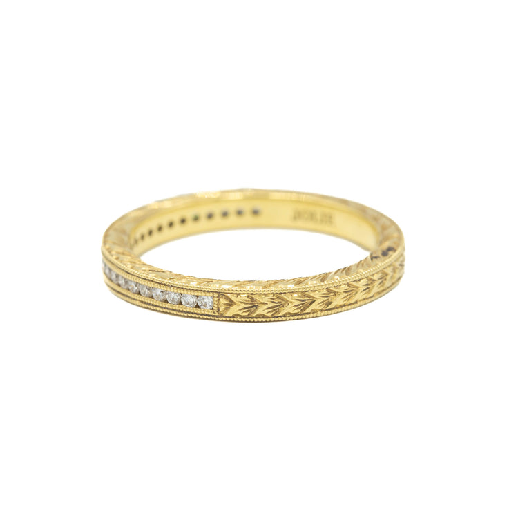14ky Diamond Channel-Set Wedding Band