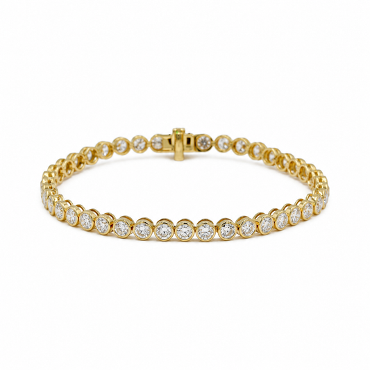 14ky 7.32ctw Lab Bezel Round Tennis Bracelet