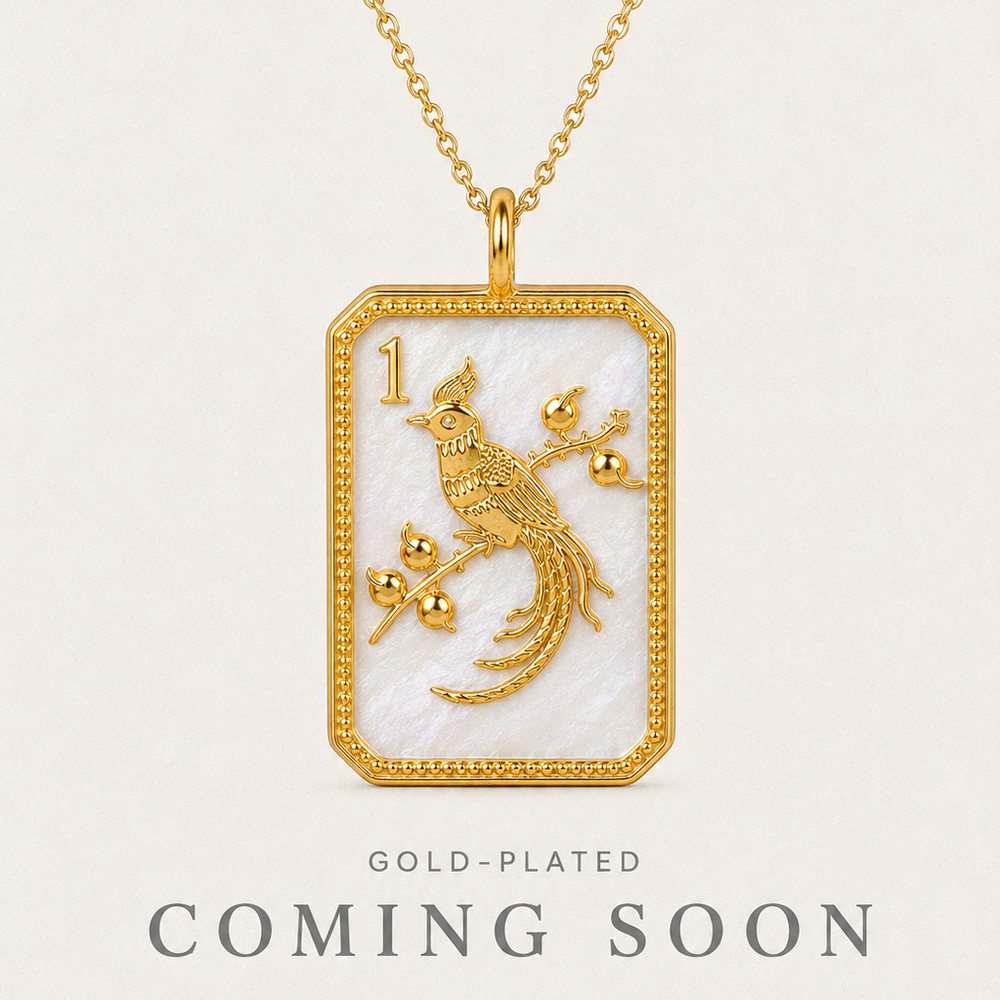 14ky Gold-Plated Mother of Pearl 1 Bam Charm Necklace