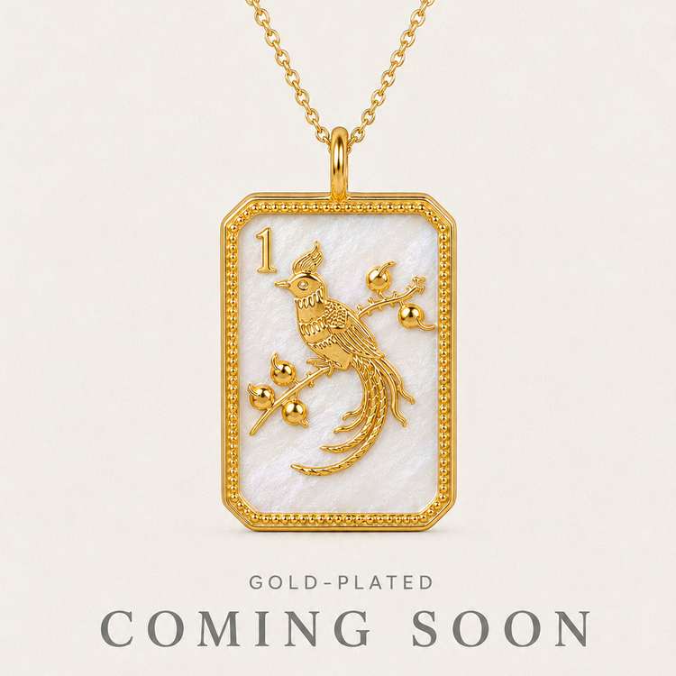 14ky Gold-Plated Mother of Pearl 1 Bam Charm Necklace