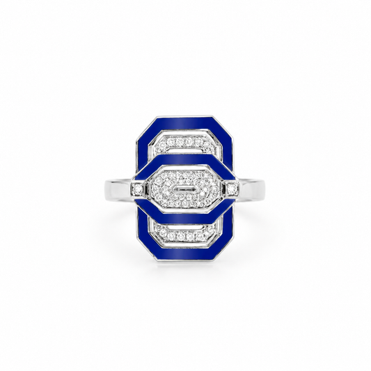 18kw Blue Enamel & Diamond "My Way" Ring by Statement.Paris
