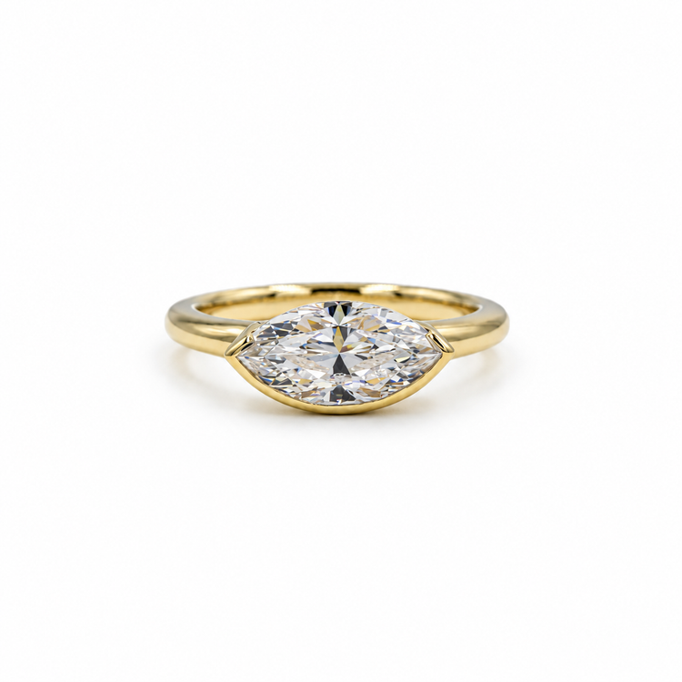 14ky East-West Marquise Semi-Bezel Diamond Ring