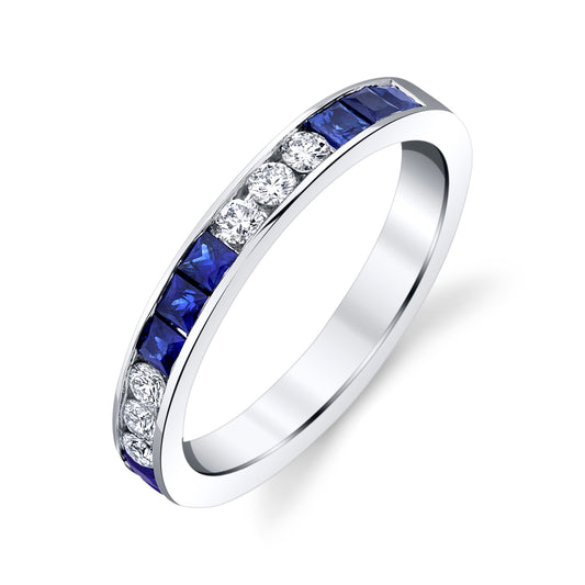 14kw Alternating .52ctw Sapphire and .20ctw Diamond Channel Band