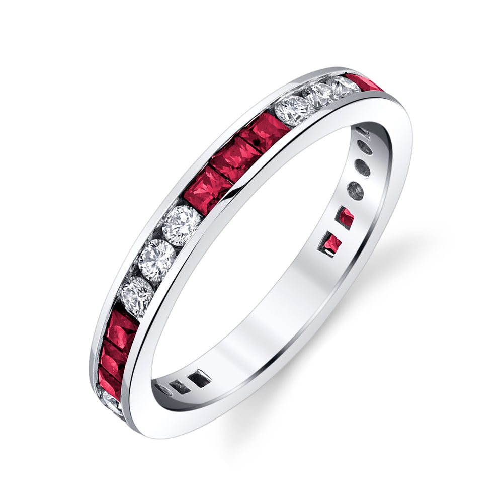 14kw Alternating .50ctw Ruby & .20ctw Diamond Channel Band